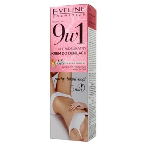 Eveline Cosmetics Sensitive, Ultradelikatny  krem do depilacji z bio-olejkiem bawełny pachy bikini nogi 9 w 1