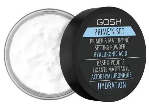Gosh Prime'n Set Primer & Mattifying Setting Powder Base & Poudre Fixante Matifiante (Fiksująco-matujący puder/baza 3w1 z kwasem hialuronowym)