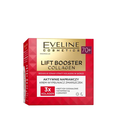 Eveline Cosmetics Lift Booster Collagen, Aktywnie naprawczy krem-wypełniacz zmarszczek 70+