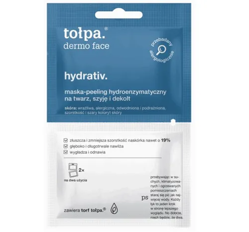 Tołpa Dermo Face, Hydrativ, Maska-peeling hydroenzymatyczny na twarz, szyję i dekolt (nowa wersja)