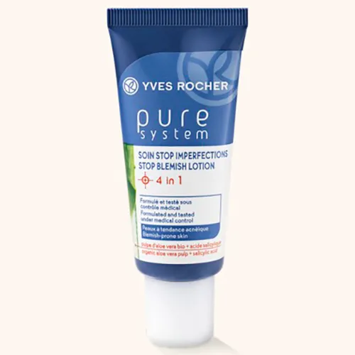 Yves Rocher Pure System, Soin Stop Imperfections [Stop Blemish Lotion] (Emulsja `Stop zaskórnikom` 4 w 1)
