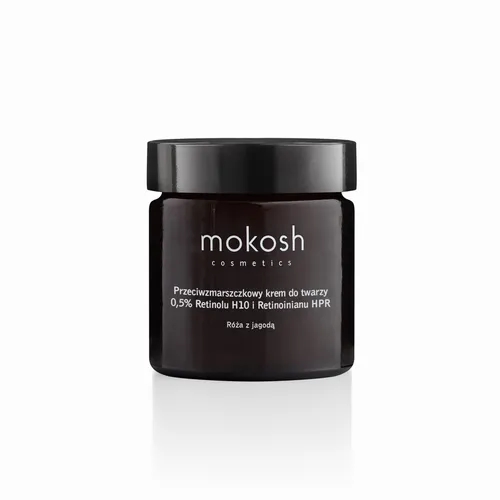 Mokosh Cosmetics Przeciwzmarszczkowy krem do twarzy 0,5% Retinolu H10 i Retinoinianu HPR `Róża z jagodą`