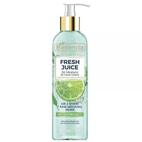 Bielenda Fresh Juice, Detoksykujący żel micelarny do mycia twarzy z bioaktywną wodą cytrusową `Sok z limonki + kwas salicylowy i micele`