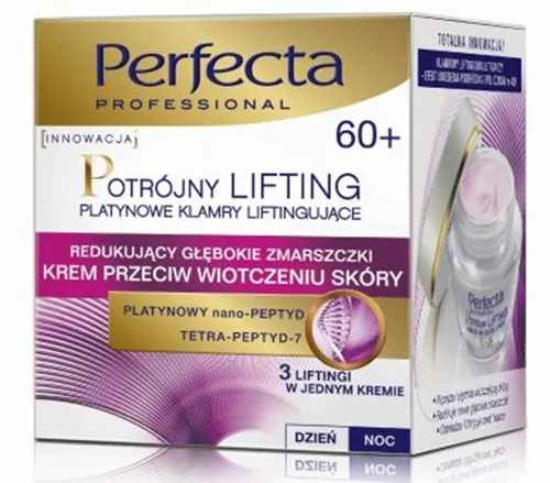 Perfecta Potrójny Lifting 60+ , Wypełniający najgłębsze zmarszczki krem odbudowujący na dzień i na noc