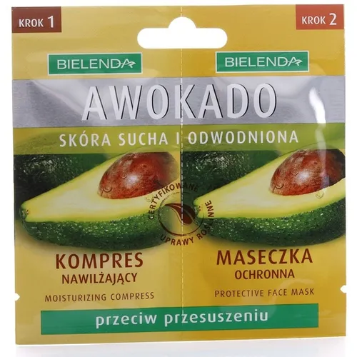 Bielenda Awokado, Kompres nawilżający + maseczka ochronna