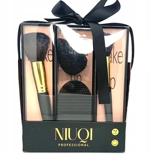 Niuqi Professional, Zestaw pędzli z gąbeczką do makijażu oraz czyścikiem do pędzli - 2
