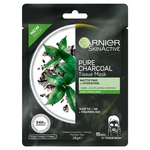 Garnier Pure Charcoal, Oczyszczająca maska na tkaninie z węglem i ekstraktem z czarnej herbaty - 2