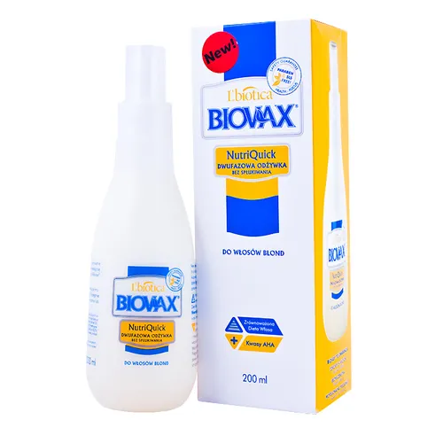 L'biotica Biovax NutriQuick, Dwufazowa odżywka bez spłukiwania do włosów blond