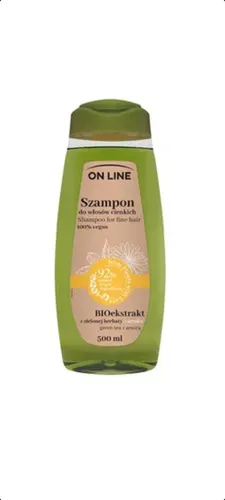On Line From Plants With Love, Szampon do włosów cienkich `BIOekstrakt z zielonej herbaty i arnika`