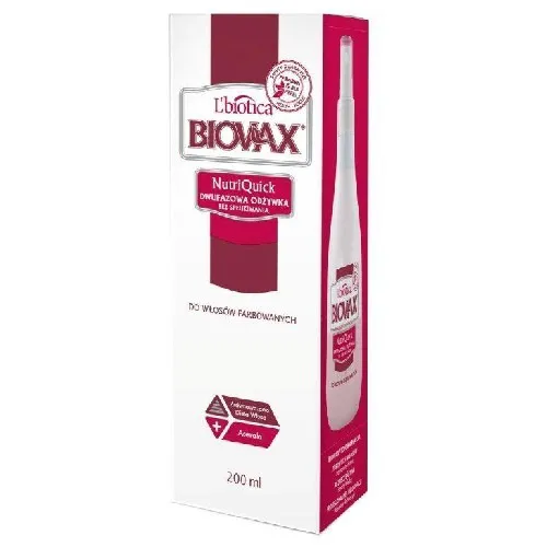 L'biotica Biovax NutriQuick, Dwufazowa odżywka bez spłukiwania do włosów farbowanych