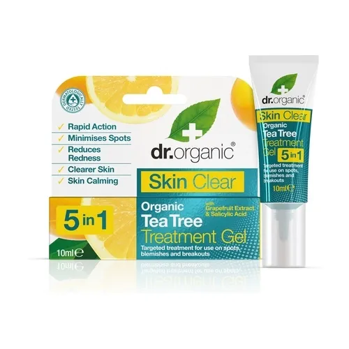Dr.Organic Skin Clear, Organic Tea Tree Treatment Gel 5 in1 (Punktowy żel na wypryski z ekstraktem herbacianym  5w1)