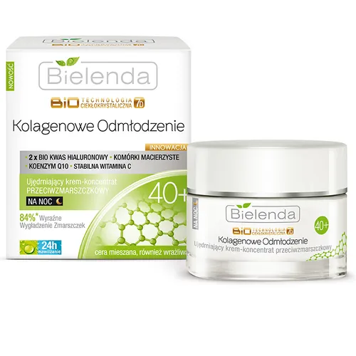 Bielenda Biotechnologia Ciekłokrystaliczna 7D 40+ Kolagenowe Odmłodzenie, Ujędrniający krem - koncentrat przeciwzmarszczkowy na noc