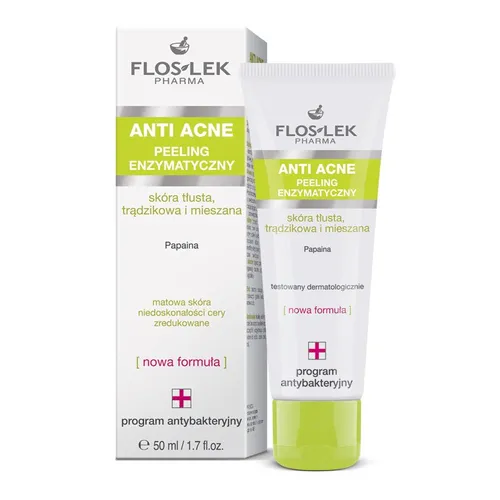 Floslek Anti Acne, Peeling enzymatyczny skóra tłusta, trądzikowa i mieszana