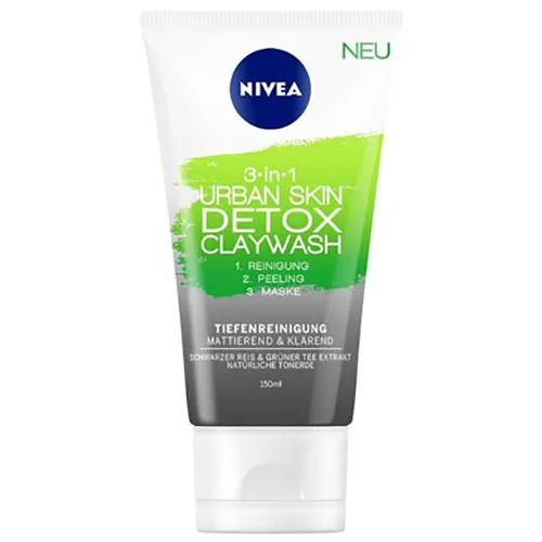 Nivea Urban Skin Detox. 3 in 1 Claywash (Żel - maska i peeling do głębokiego oczyszczania twarzy z glinką)