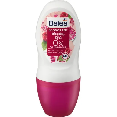Balea Bloomy Kiss 0% Aluminium (ACH)  Deodorant Roll-on 24h (Dezodorant w kulce o zapachu malin i magnolii)