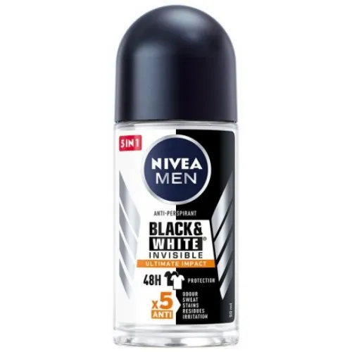 Nivea Men, Black White Invisible Ultimate Impact Anti-perspirant 48h Roll-on (Antyperspirant w kulce dla mężczyzn)