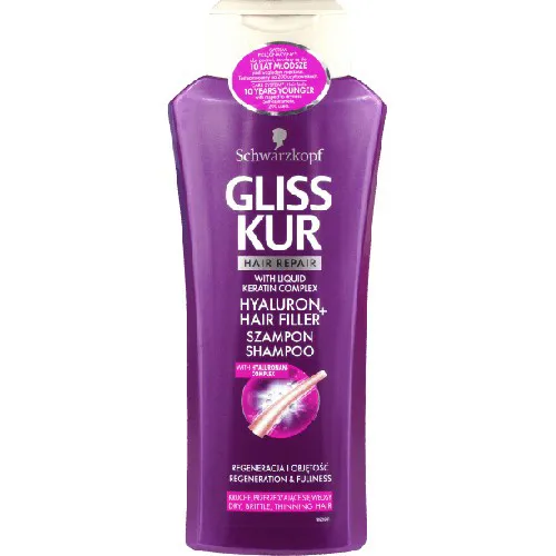 Schwarzkopf Gliss Hair Repair, Hyaluron + Hair Filler, Szampon do kruchych, przerzedzających się włosów