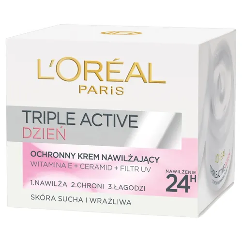 L'Oreal Paris Hydra Active 3 [Triple Active], Krem do twarzy nawilżający do cery suchej i wrażliwej na dzień 24h - 1