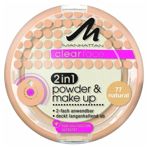 Manhattan Clearface, 2 in 1 Powder & Make - Up (Puder i podkład 2 w 1)