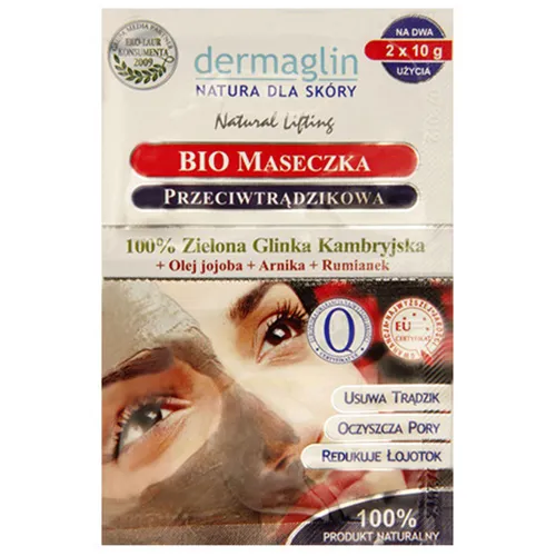 Dermaglin BIO maseczka przeciwtrądzikowa z zieloną glinką kambryjską, olejem jojoba, arniką i rumiankiem