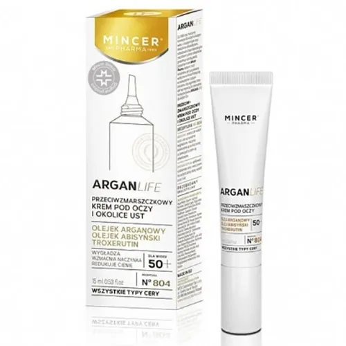 Mincer Pharma Argan Life, Przeciwzmarszczkowy krem pod oczy i okolice ust No. 804