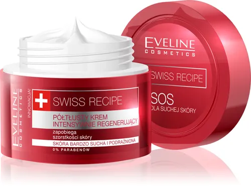 Eveline Cosmetics Swiss Recipe, Półtłusty krem intensywnie regenerujący `SOS dla suchej skóry`