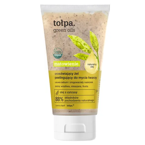 Tołpa Green Oils, Matowienie, Orzeźwiający żel peelingujący do mycia twarzy (nowa wersja)