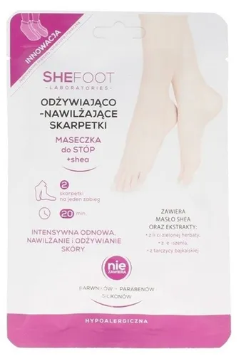 SheFoot Odżywiająco-nawilżające skarpetki z maseczką do stóp z shea - 2