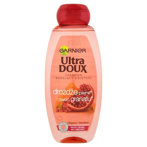 Garnier Ultra Doux, Shampooing a la Levure de Bière et Grenade (Szampon do włosów cienkich `Drożdże piwne i owoc granatu`)
