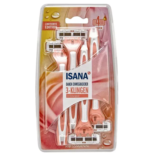 Isana Damen Einwegrasierer 3 - Klingen (Jednorazowa  maszynka do golenia dla kobiet 3 - ostrzowa z ruchomą głowicą) - 3