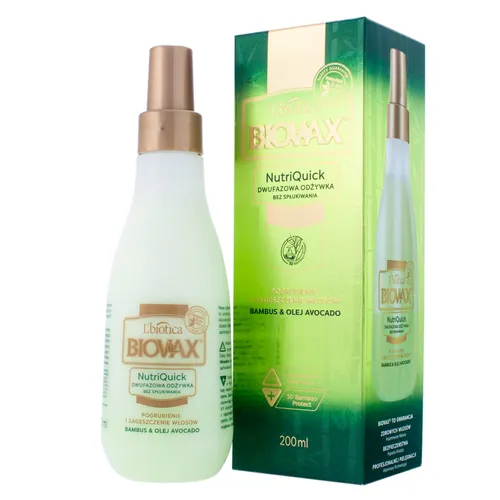 L'biotica Biovax Bambus & olej avocado, Dwufazowa odżywka bez spłukiwania do włosów