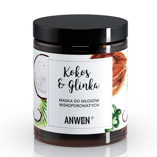 Anwen Maska do włosów niskoporowatych 'Kokos i glinka' - 1