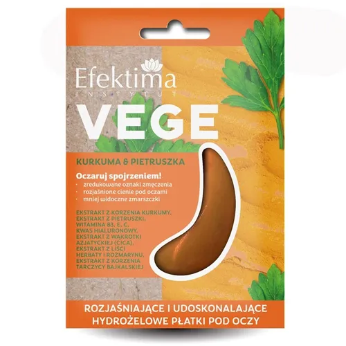 Efektima Vege, Hydrożelowe płatki pod oczy rozjaśniające i udoskonalające `Kurkuma i pietruszka`