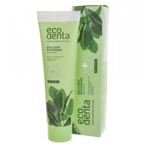 Ecodenta Brilliant Whitening Toothpaste (Wybielająca pasta do zębów z olejkiem miętowym, wyciągiem z szałwii i kalidentem)
