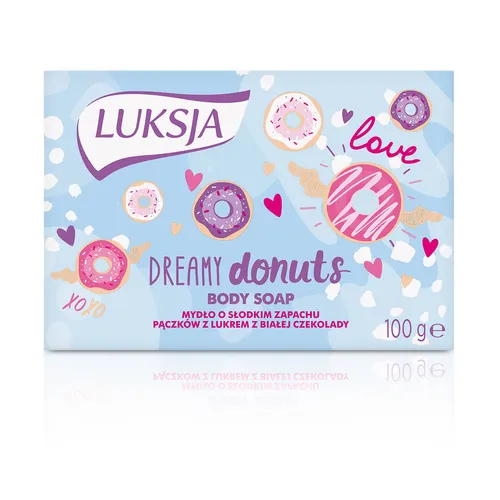 Luksja Dreamy Donuts Body Soap (Mydło w kostce do ciała o słodkim zapachu pączków z lukrem z białej czekolady)