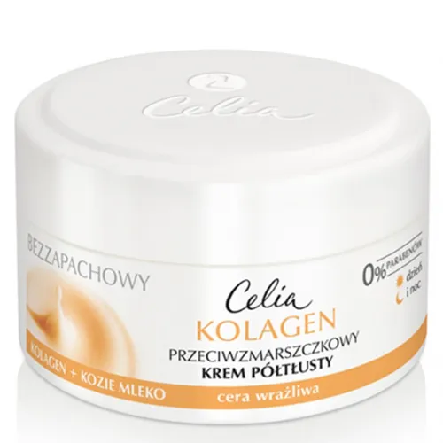 Celia Kolagen, Krem półtłusty do cery wrażliwej `Kolagen + kozie mleko` - 1