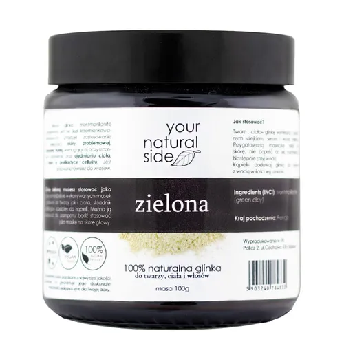 Your Natural Side Zielona 100% naturalna glinka do twarzy, ciała i włosów - 1