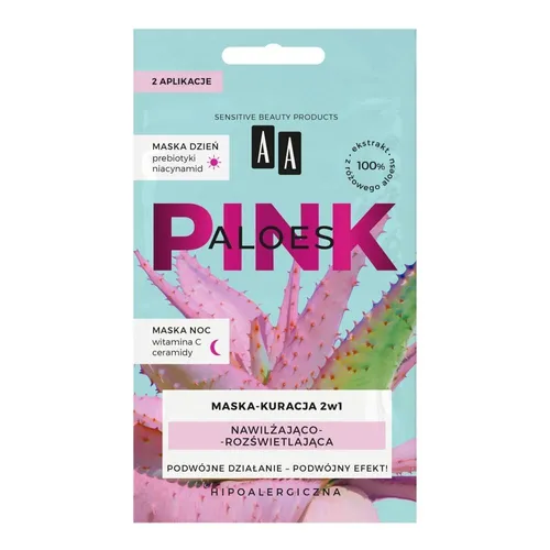 AA Pink Aloes, Maska-kuracja 2w1 nawilżająco-rozświetlająca