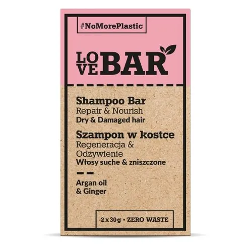 LoveBar Shampoo Bar Repair & Nourish Dry & Damaged Hair (Szampon w kostce do  włosów suchych i zniszczonych `Regeneracja & odżywienie`)