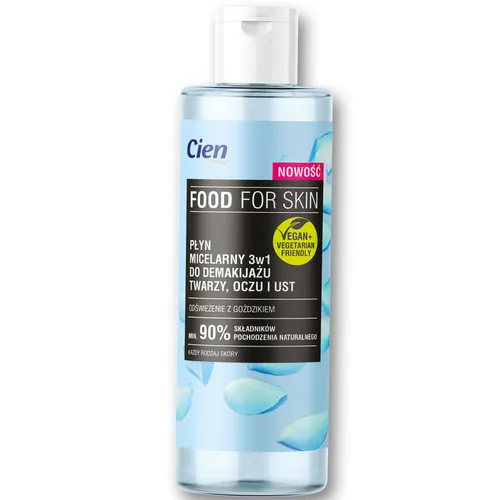 Cien Food For Skin, Płyn micelarny 3 w 1 do demakijażu twarzy, oczu i ust `Odświeżenie z goździkiem`