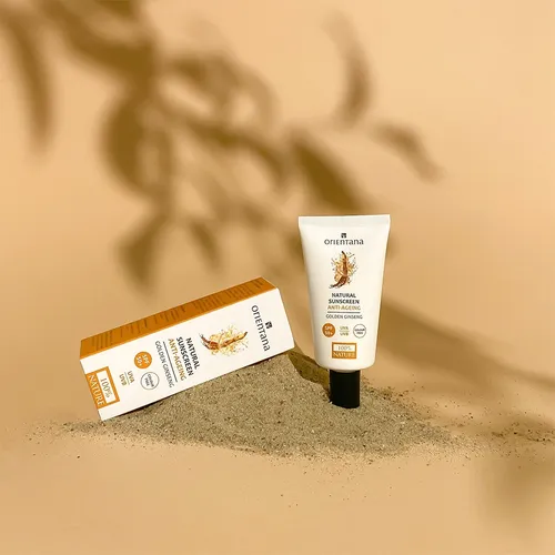 Orientana Natural Sunscreen Anti-ageing Golden Ginseng SPF 50 UVA/UVB Colour Free (Krem do twarzy złoty żeń-szeń SPF 50+) - 3