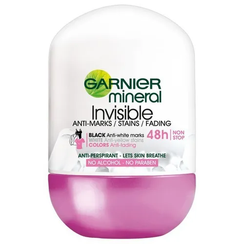 Garnier Mineral Deodorant, Invisible 48h Anti - Marks Roll - On (Antyperspirant przeciw plamom w kulce (nowa wersja)) - 2