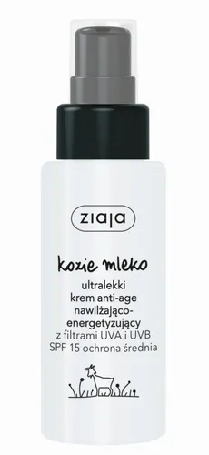 Ziaja Kozie Mleko, Ultralekki krem anti-age nawilżająco - energetyzujący z filtrami UVA i UVB SPF15