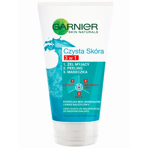 Garnier Czysta Skóra, 3w1 żel myjący + peeling + maseczka