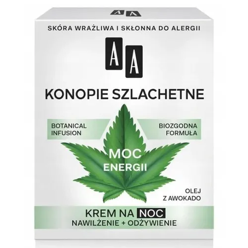 AA Moc Roślin, Konopie Szlachetne, Krem na noc  do cery wrażliwej i skłonnej do alergii `Nawilżenie + odżywienie`