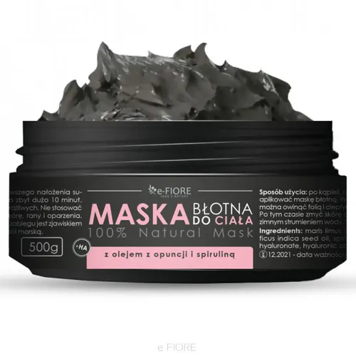 e-Fiore Maska błotna do ciała ze spiruliną, olejem z opuncji i kwasem HA