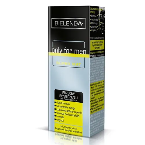 Bielenda Only for Men, Super Mat, Żel nawilżający przeciw błyszczeniu się skóry - 2