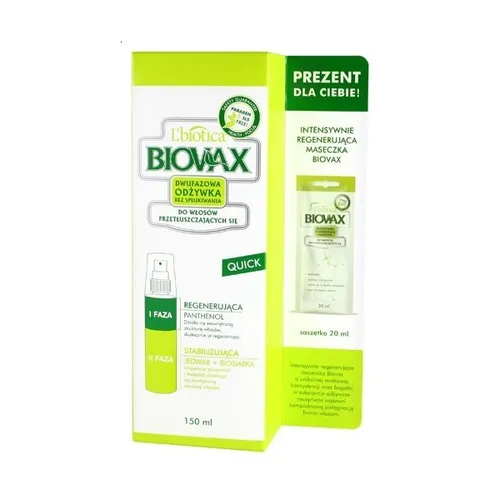 L'biotica Biovax NutriQuick, Dwufazowa odżywka bez spłukiwania do włosów przetłuszczających się