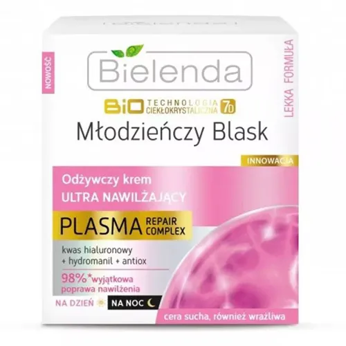 Bielenda Biotechnologia Ciekłokrystaliczna 7D Młodzieńczy Blask, Odżywczy krem ultra nawilżający na dzień i na noc