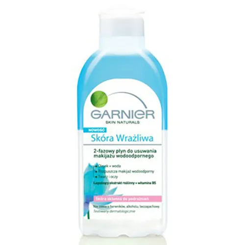 Garnier Skóra Wrażliwa, 2-fazowy płyn do usuwania makijażu wodoodpornego